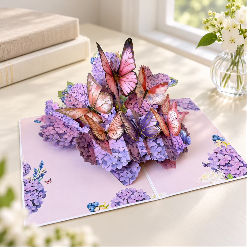 Hydrangea and Butterfly 3D Pop-Up Card