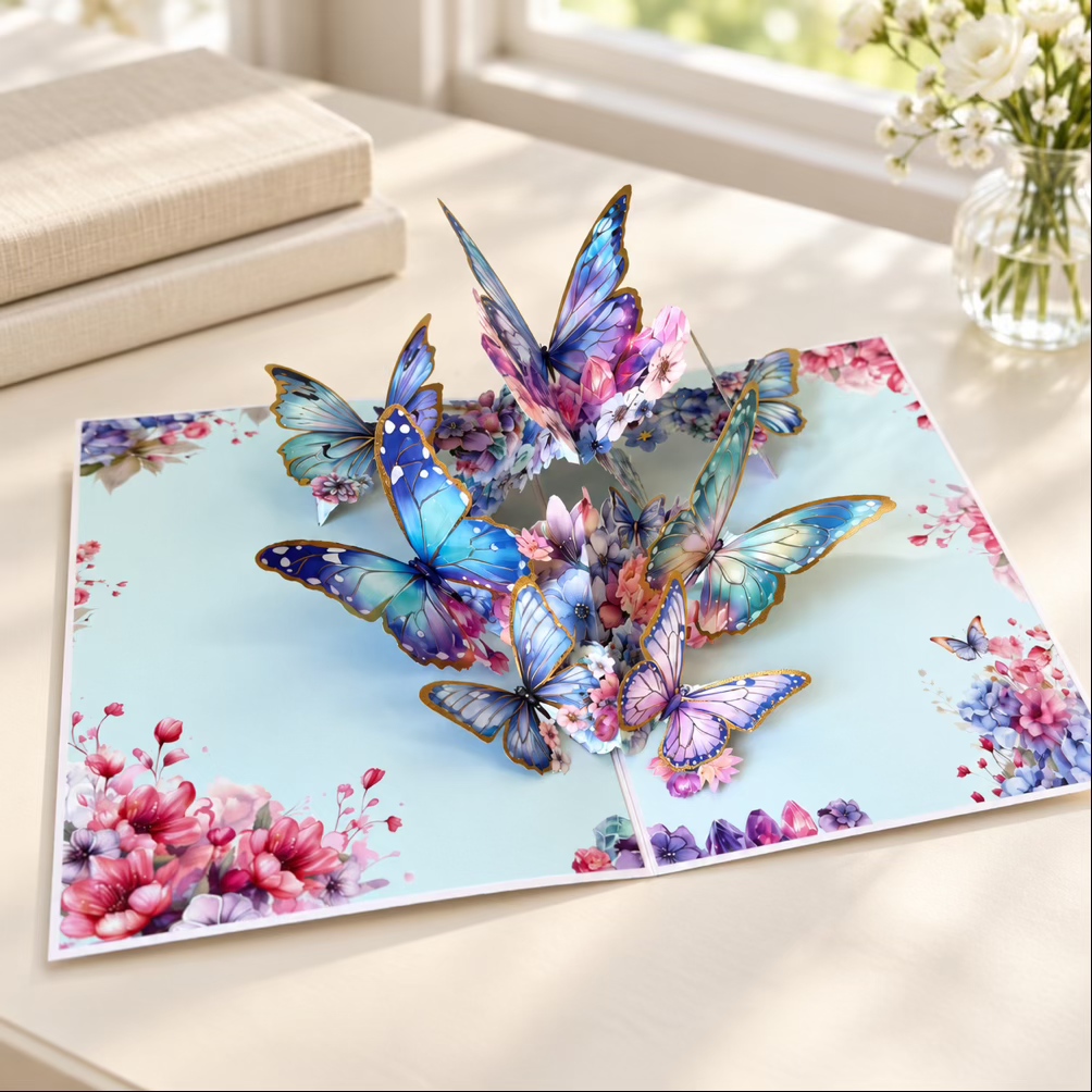 Blue Butterfly 3D Pop-Up Card