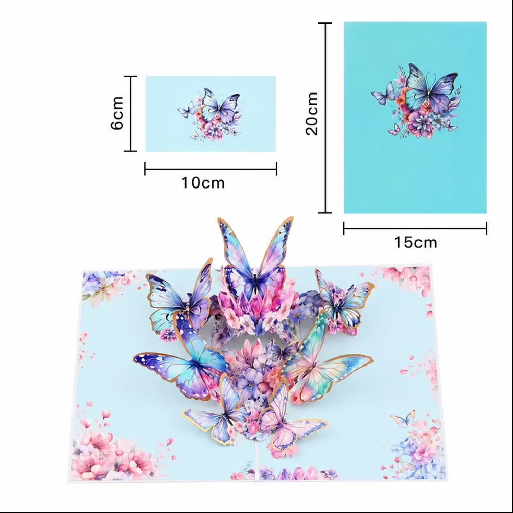 Blue Butterfly 3D Pop-Up Card - Image 2