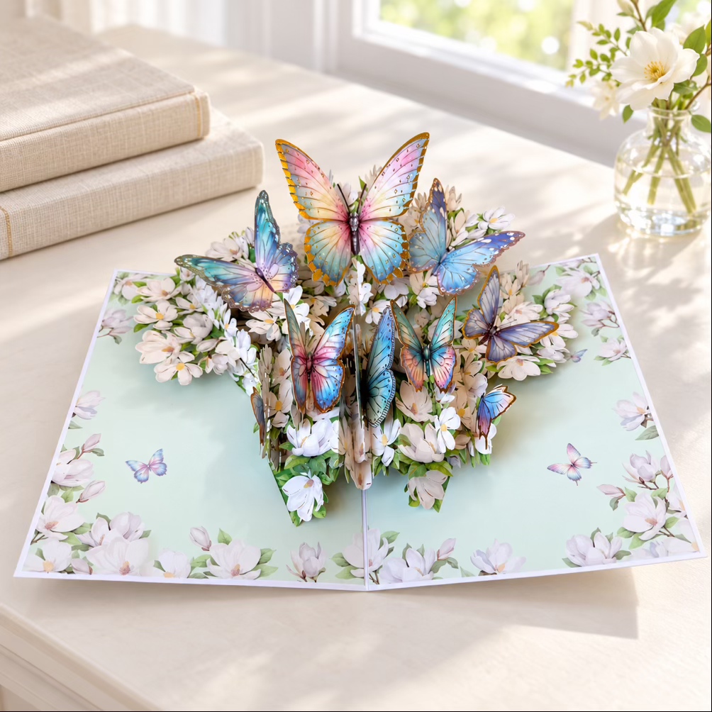 Magnolia and Butterfly 3D Pop-Up Card